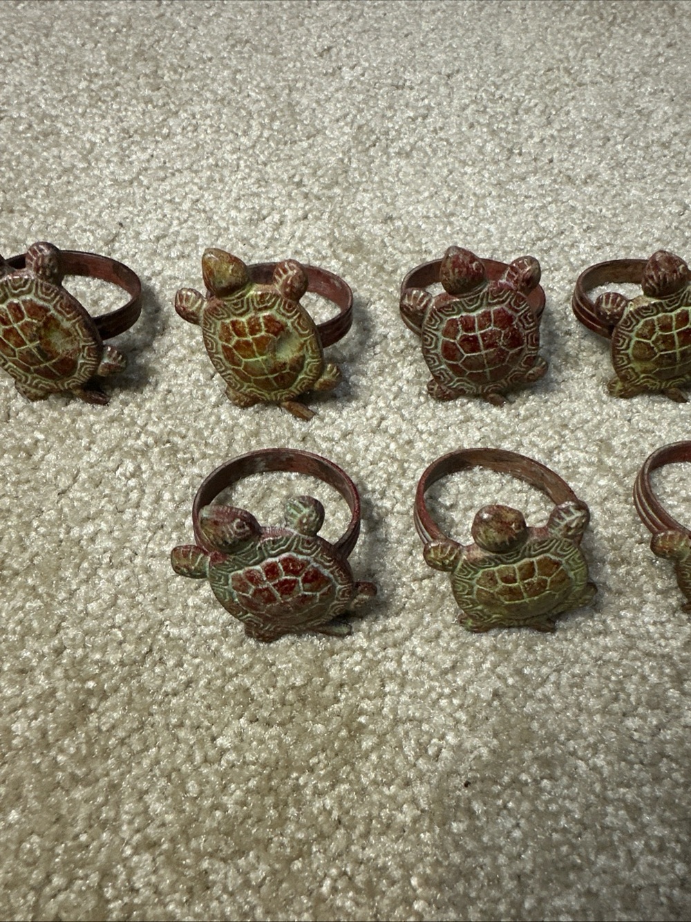 Green and Brown Sea Turtle Reptile Napkin Ring Set of 8 Decorative